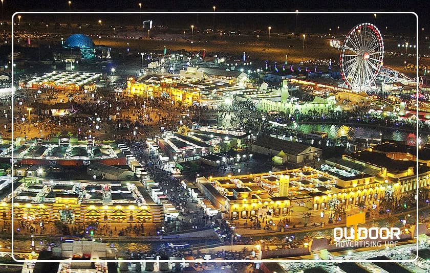 Drone Show Advertising at Global Village Dubai, Aerial Branding & Spectacular Night Displays